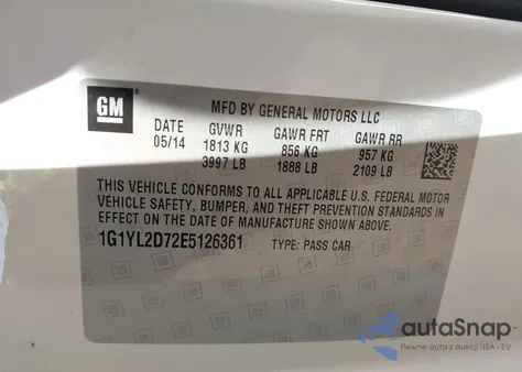 2014 Chevrolet Corvette Stingray Z51 z USA, uszkodzony, nr VIN 1G1YL2D72E5126361